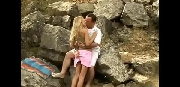  Legal age teenager sweethearts experiment with each other in hot scenery